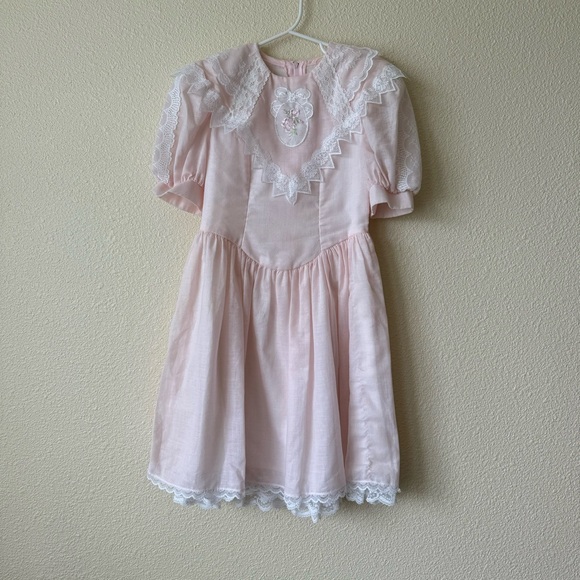 Gunne Sax | Dresses | Vintage Gunne Sax Girls Lace Dress Pink ...